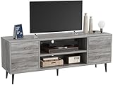 Flamaker TV Stand, 58 Inch Entertainment Center with 2 Doors and 2 Storage Cabinets for TV up to 65 inch, TV Console Table for Living Room, Bedroom, Office (Light Gray)