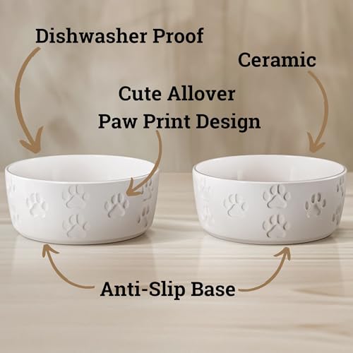 Ceramic Dog Bowl Set of 2 with Anti-Skid Base - 5" Wide x 2" Tall Ceramic Dog Bowls for Small Dogs - 2 Cup Capacity Food and Water Bowls for Dogs - Rubber Bottom Pet Bowl Set of 2 for Small Pets - Image 3
