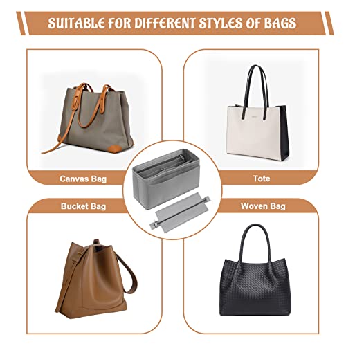 Modowey Purse Organizer Insert For Handbags With Removable Zipper, Felt Bag Organizer For Tote, Handbag Organizer Inside Liner Fit Medium Book Tote Bag #TOP4