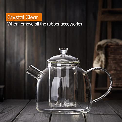 Dopudo Grandeur Glass Teapot, 1850Ml/ 62Oz Glass Kettle With Removable Infuser, Borosilicate Glass Tea Pot For Stovetop, Loose Leaf And Blooming Tea Maker #TOP4