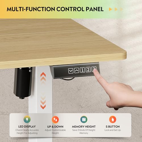 DEVAISE 55 x 28 Inches Electric Standing Desk, Adjustable Height Stand up Desk, Ergonomic Sit to Stand Desk with 3 Memory Preset, Adjustable Computer Desk for Home Office (Maple)