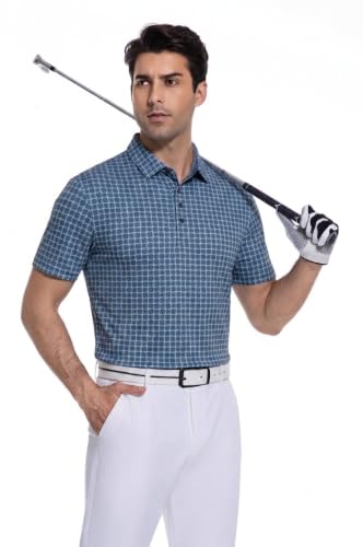 Image of Alex Vando Mens Golf Shirts Short Sleeve Breeze Quick-Dry Print Polo Shirt