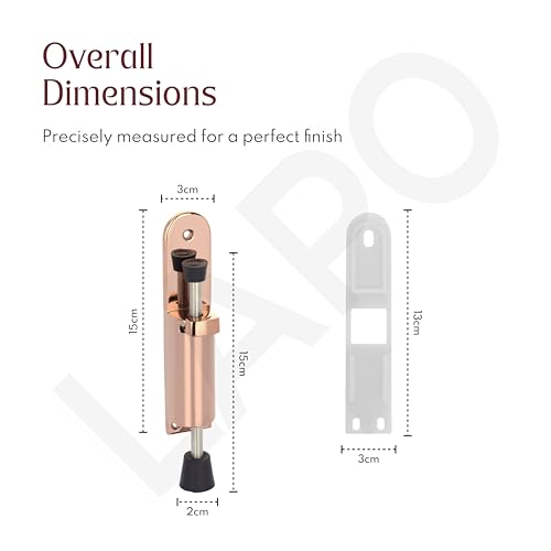 Image of LAPO Heavy Duty Extendable Door Holder for Home Furniture, Spring Mechanism Stopper with Push Type, Anti Slip Rubber Base, Easy DIY Installation, 3 Years Warranty (Rose Gold Finish, Pack of 1)