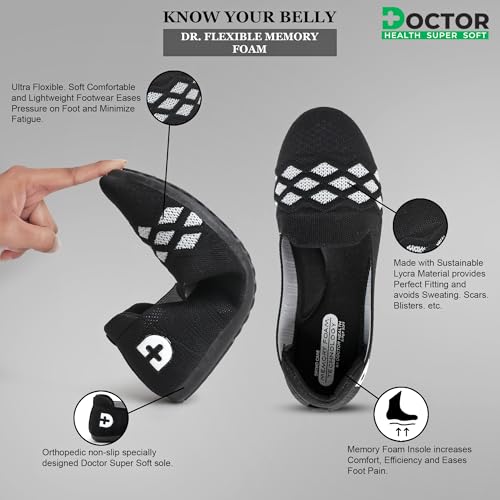 Image of DOCTOR HEALTH SUPER SOFT Women Breathable Knit Running Shoe | Lightweight Slip-On Casual Shoes | Comfortable Walking Loafers Anti-Slip Everyday Wear Footwear