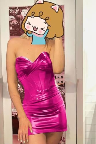 TORYEMY Strapless Short Homecoming Dresses Metallic Sparkly Satin Prom Dress Tight Cocktail Dresses for Teens3