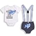 Baby Birthday Shark Clothes Baby Boy Girl Short Sleeve Bodysuit and Cake Smash Outfits (Blue, 15-18 Months)