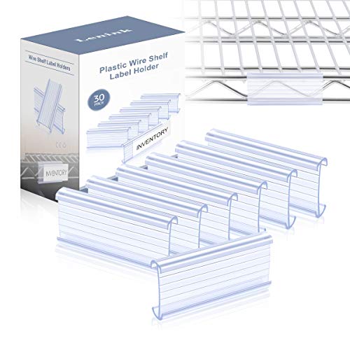 Lenink 30Pcs Wire Shelf Label Holders,Plastic Wire Rack Label Holder,Compatible with Metro 1-1/4in Shelves,Label Area 3in Lx1.25in H (Label Paper Insert Not Included)