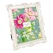 Laura Ashley 8x10 White & Gold Ornate Textured Hand-Crafted Resin Picture Frame w/Easel & Hook for Tabletop & Wall Display, Decorative Floral Design Home Décor, Photo Gallery, Art (8x10, White/Gold)