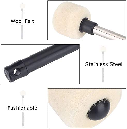 Jiayouy 2 Pack Felt Head Bass Drum Mallet Percussion Timpani Mallets Sticks With Velvet Bag 32Cm/12.6Inch #TOP3