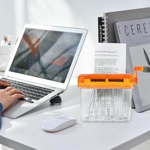 Déchiqueteuse manuelle orange portable et compacte pour documents - 6