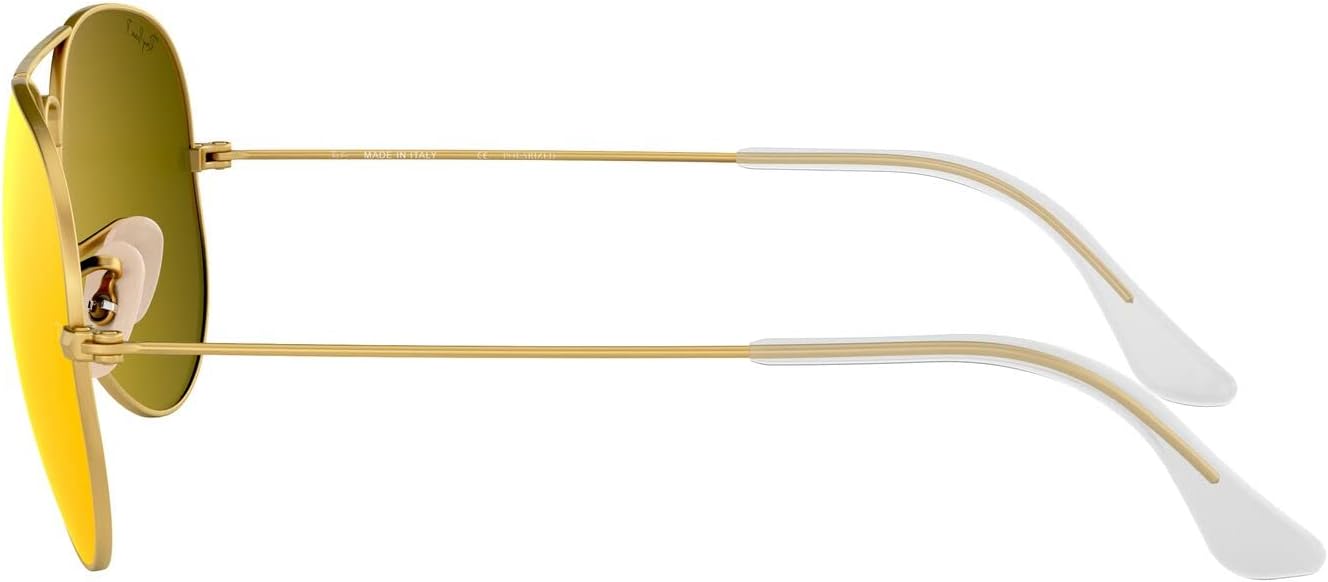 Ray-Ban RB3025 Classic Aviator Sunglasses Matte Gold/Polarized Brown Mirror Red 58 Millimeters