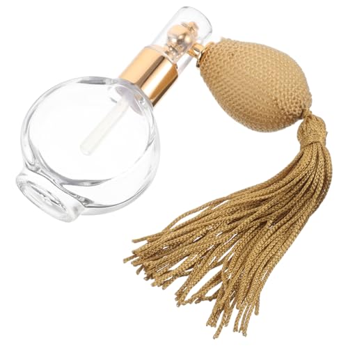 Hohopeti Bottiglia Profumo Spray Vintage in Vetro Resistente con Nebulizzatore Pompetta e Nappa Spray Compatto per Polveri e Profumi Atomizzatore Ricaricabile Elegante per Viaggi e Uso