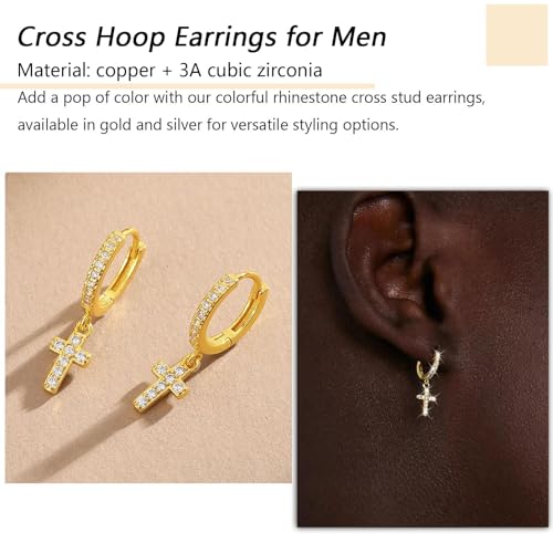 Cross Hoop Earrings for Women Men Gold/Silver Cross Earrings Dangling Statement Jewelry Gifts for Men3