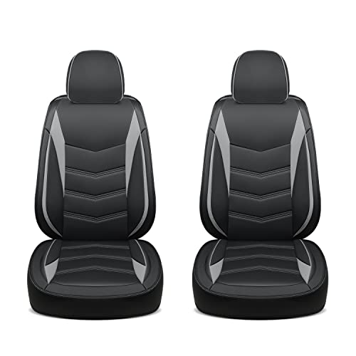 Image of LUCKYMAN CLUB Tacoma Custom Seat Covers Full Set, Fit 2024-2025 Tacoma Double /Crew Cab, with Waterproof Faux Leather (Full Set, Black-Gray)
