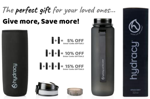 Hydracy Space Grey Water Bottle With Infuser Filter And Time Indicator – Bpa Free – Leak-Proof And Sweat-Free – Ideal For Fitness And Sports And Outdoors #TOP5