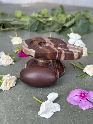 Image of Shivam VASTU AKAL 1.5 inch Original Narmadeshwar Narmada Shivling with 3 inch Narmada Stone Yoni Base Jaladhari (Swayambhu Shivling, Multicolor Damru Jaladhari)