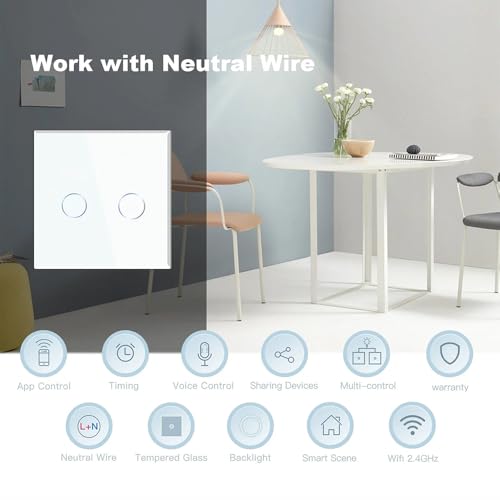 CONBRE SW2 Wi-Fi Smart Modular 2 Gang Touch Switch for Home automation | Suitable for upto 1.5 ton AC, gyser & 16A switch socket etc | Compatible with Alexa, google Assistance & Siri (White) 3 41VtnVc0UnL