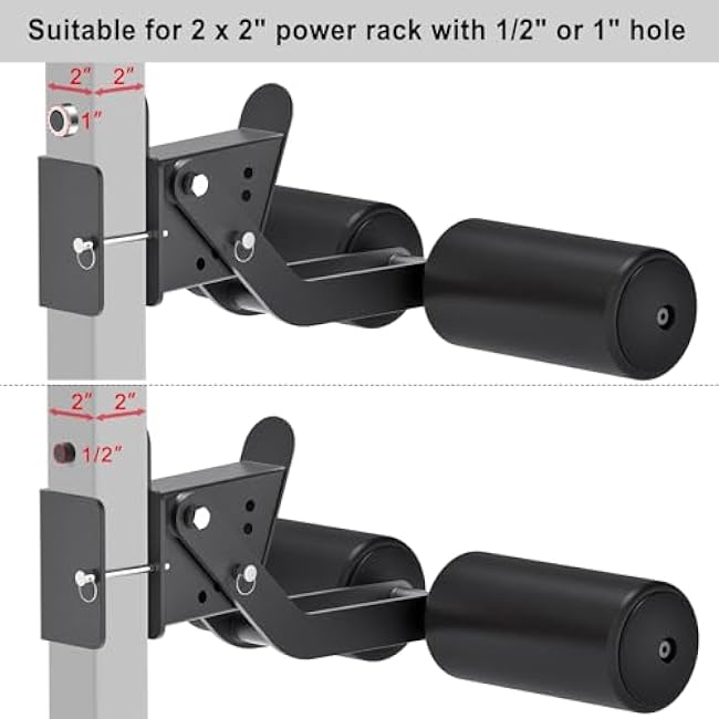 Nordic Hamstring Curl Attachment for 2 x 2 or 3 x 3 Power Rack, 6 Height Adjustable Leg Hold Down with Leather Surface for Home Gyms