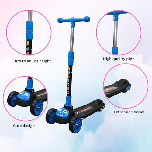 Image of Crackles Foldable Kick Scooter for Kids with LED Light Wheels | Skating Cycle Style Scooter with Adjustable Handle & Foldable Design Lightweight Ride-On Toy for Boys & Girls Outdoor Toy