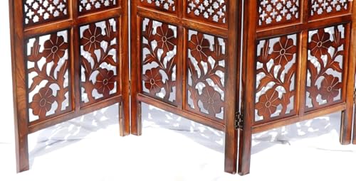 Image of Wooden Room Wall Partition /Divider /Separator for Home Decor /Home /Bedroom /Office /Kitchen, (4 Feet) (4 Feet 3 Panel Colour Brown)