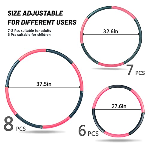 Beakabao Exercise Weighted Hoops for Adults and Kids, Adjustable 8 Sections 2LB Detachable Fitness Hoop, Weight Loss Core Strength Workout Sport by Beakabao - Image 2