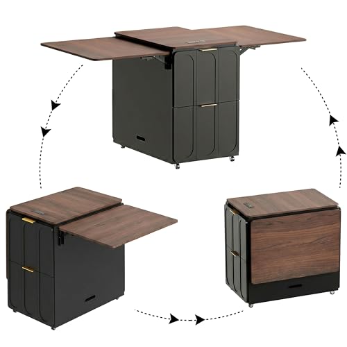 Image of ModernMate 3-in-1 Folding Desk & File Cabinet with 4 Drawers, Power Outlet