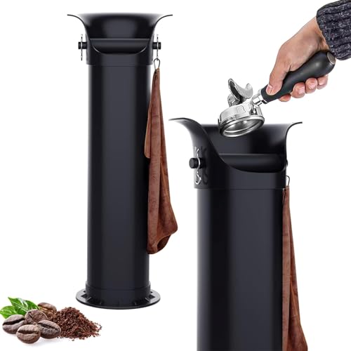 EASGIU Knock Box for Espresso Grounds, Home and Commercial Use Knockbox with Removable Non-Slip Base & Barista Towel, Espresso Knock Box, Coffee Knock Box Extra Large Collection Dump Bin