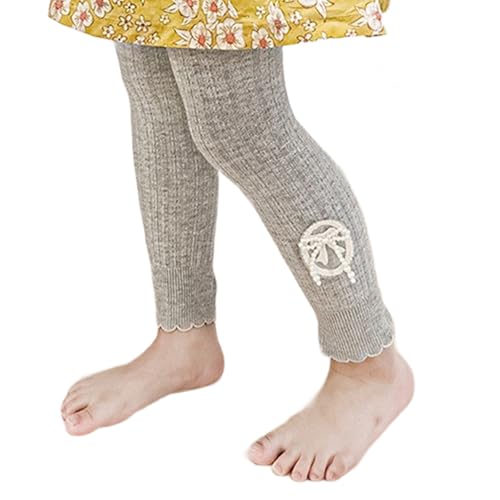 KMGDM Girls Leggings for Spring 2025 Trendy Fashionable Children's Tights Comfortable Stretch Cropped Pants Elastic Bottoms, Gray, Large