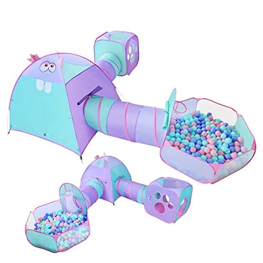 Kidoodler 5pc Ball Pit Tent with Tunnel, Play Tent with Crawl Tunnel, Gift for Girls Boys Babies Toddlers, Indoor & Outdoor Playhouse