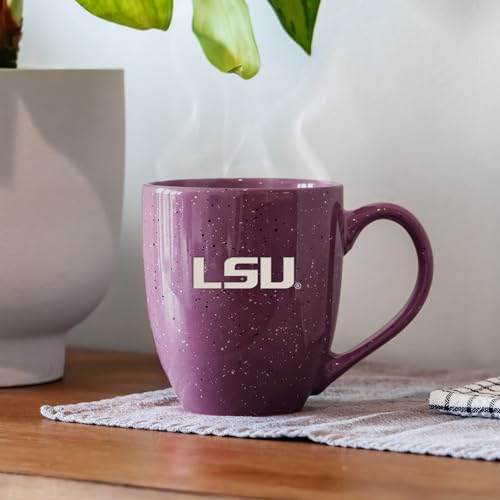 Image of Rico Industries NCAA LSU Tigers Purple Personalized 16 oz Team Color Laser Engraved Speckled Ceramic Coffee Mug