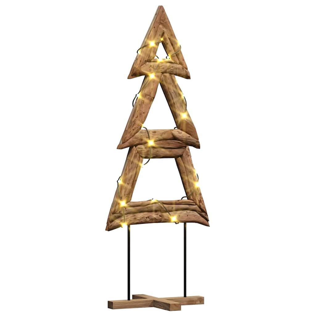 Árbol de Navidad de madera maciza de teca, 90 cm, color marrón