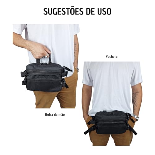 Pochete De Cintura Shoulder Alça De Ombro Transversal Tiracolo Bolsa Esportiva Motoqueiro Motoboy Pr