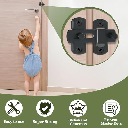 Image of Alise 2 pcs Flip Latch Gate Latch,3 inch Stainless Steel Barn Door Lock,Anti-Theft Lock,Safety Door Lock for Wooden Fence,Matte Black Finish MS9003B-2P | Heavy Duty Gate Hardware ,Security Flip Latch,Anti-theft Latch for Barn Wood Fence Sliding French Doors