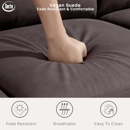 Image of Serta Triton 55.5 inch Loveseat, Transitional Modern, Dreamcoil Comfort, Metal Legs, Vegan Suede, Navy Blue