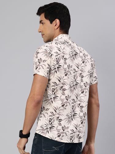 Image of Majestic Man Slim Fit Floral Printed Pure Cotton Casual Half Sleeve Shirt