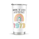 50th Birthday Gifts for Women, Tumbler 20 oz Stainless Steel Vacuum Insulated Tumblers, 1973 Birthda