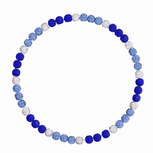 NUKAYAI Beaded Boys Baseball Necklaces,16in Bling Ice Collection Baseball Necklace Chain for Boys, Rhinestone Dark Blue/White/Light Blue Baseball Drip Accessories Necklace Gifts for Baseball Player