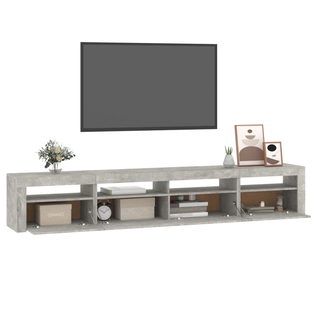 vidaXL Mobile Porta TV con Luci LED Grigio Cemento 240x35x40 cm