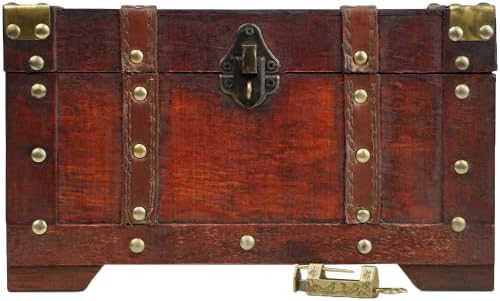 Brynnberg - Vintage Decorative Pirate Treasure Chest Storage Box - Miami 11x6.7x6.3 - Unique Handmade Durable Wooden/Wood Chest Box with Lock - The Best Gift