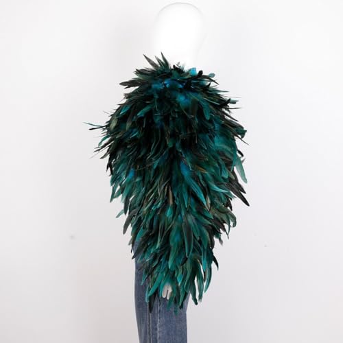 Cape gothique à plumes noire avec col enveloppant rétro - 6