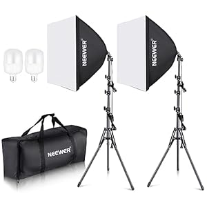 Neewer 700W Equivalent Softbox Lighting Kit, 2Pack UL Certified 5700K LED Lighting Bulbs, 24×24 inches Softboxes with E26 Socket, Photography Continuous Lighting Kit Photo Studio Equipment