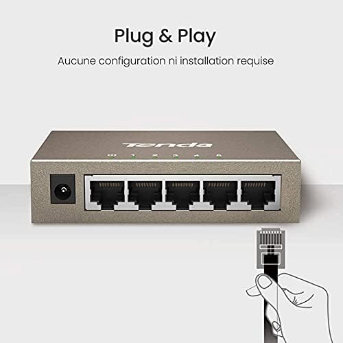 Tenda TEG1005D przełącznik sieciowy 5-portowy Gigabit Switch LAN Splitter LAN rozdzielacz (Plug and Play Ethernet Switch, do 2000 Mbit/s w trybie pełnego dupleksu, metalowa obudowa, niezarządzany)