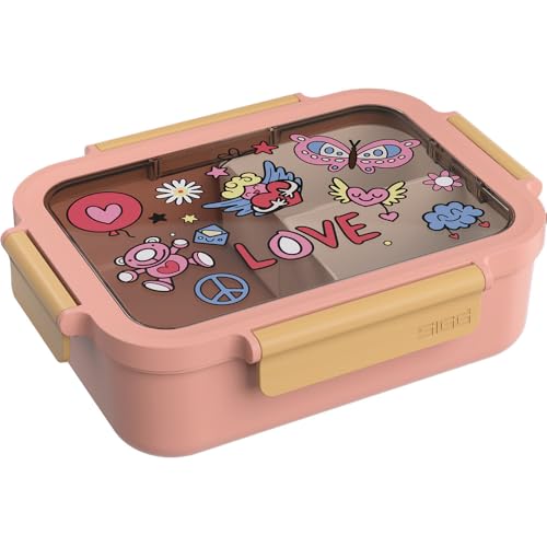 Sigg - NIMO Kids Set Peace & Love - Bandeja interior y caja de aperitivos a prueba de fugas - Apto para microondas y lavavajillas - Sin BPA - Ligero - Para la escuela y el ocio - 800 ml