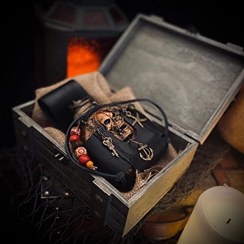 Pirate Rum Flask For Liquor For Women Men, Personalised Skull Alcohol Hip Flasks Holds 8Oz With Never-Lose Cap, Classic Flask Protective Sleeve Wide Mouth Flask Gift For Fathers Day Wedding #TOP1