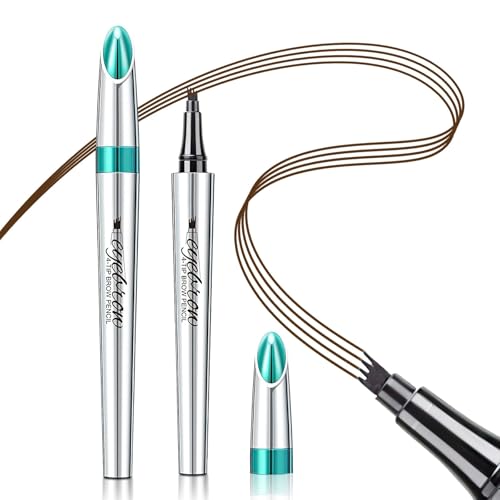 Microblading Eyebrow Pen, Eyebrow Pencil with 4-Fork-Tip (Dark Brown)