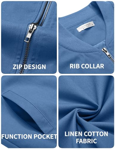 Image of COOFANDY Mens Light Cotton Bomber Jacket Flight Casual Softshell Varisty