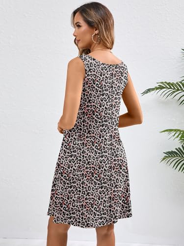Image of Heymoments Women's Summer Dresses Sleeveless Casual Fashion Loose Swing Button Down Beach Dress with Pockets