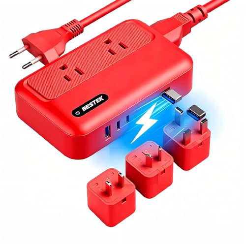 BESTEK 220v to 110v Converter with USB C 35w, 300W AC Peak Voltage Converter US to Europe, Universal Travel Adapter for Hair Straightener/Curling Iron with EU UK FR DE ES AU Travel Adapter