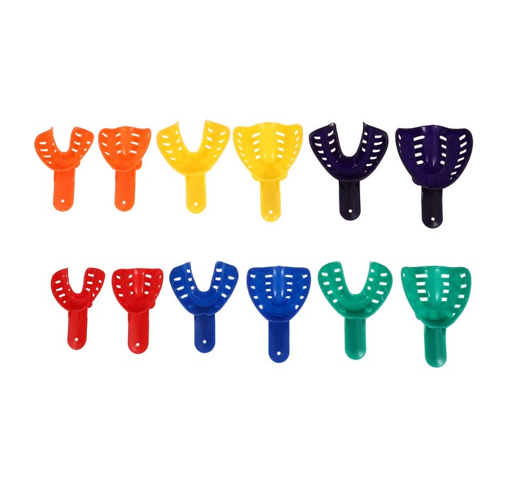 AmeriCan Goods 10/Pcs Dental DuraLock Plus Ortho Impression Trays Upper/Lower Dental Impression Tray for Adult/Children (#4 Medium Lower)