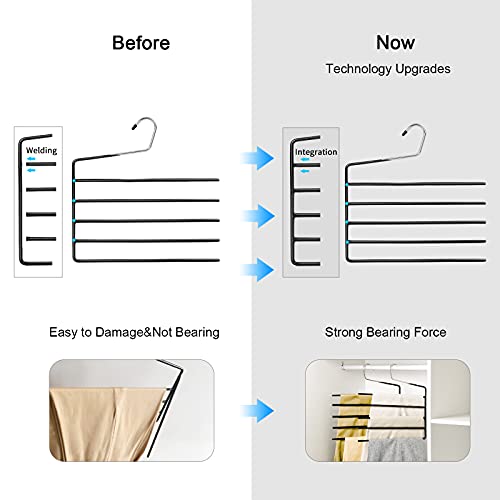 Nature Smile Pants Hangers 3Pack, Heavy Duty Multi Layers Space Saving Slack Hangers,Non Slip 5 Tier Open-Ended Pants Hanger Closet Storage Organizer For Garden Flags Trousers Jeans Scarf #TOP2